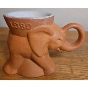 Frankoma GOP Republican Elephant Mug 1980 Pottery Vintage